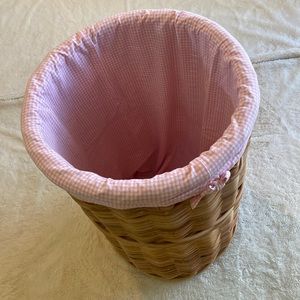 POTTERY BARN KIDS pink gingham laundry basket liner